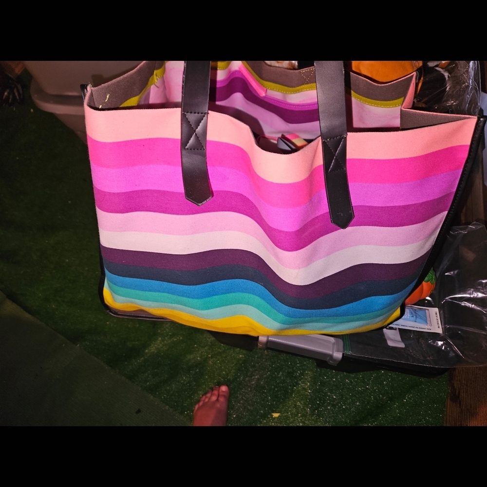 Pink and Purple Striped Tote Bag